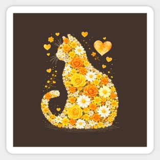 Blooming Cat With Yellow Flowers Sticker